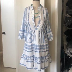 Blue pattern Greek style sun dress.